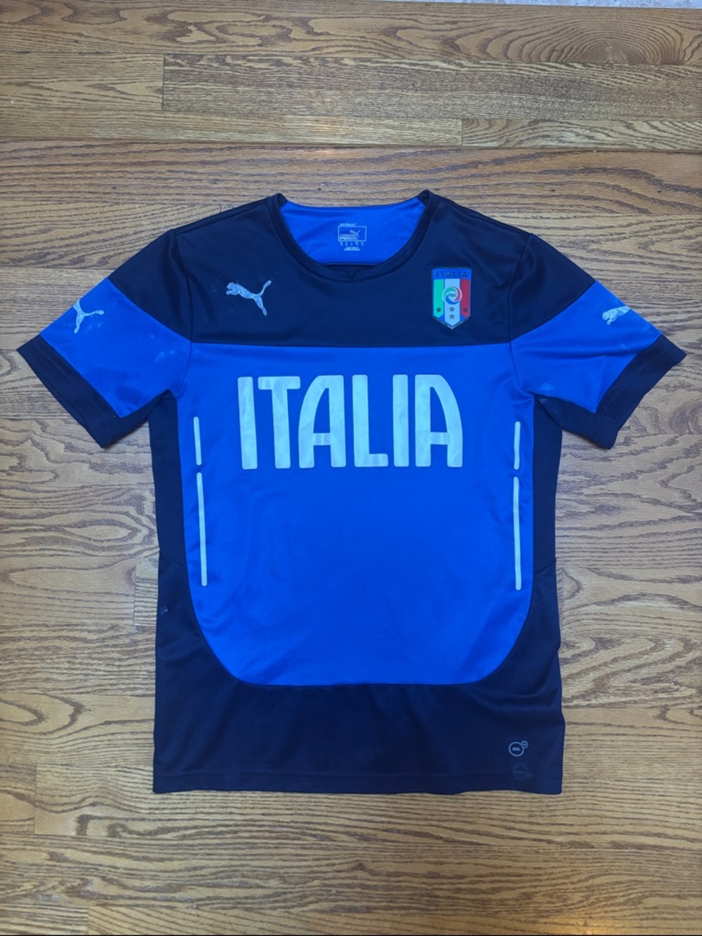 Puma Italia Royal Blue and Navy Soccer Shirt